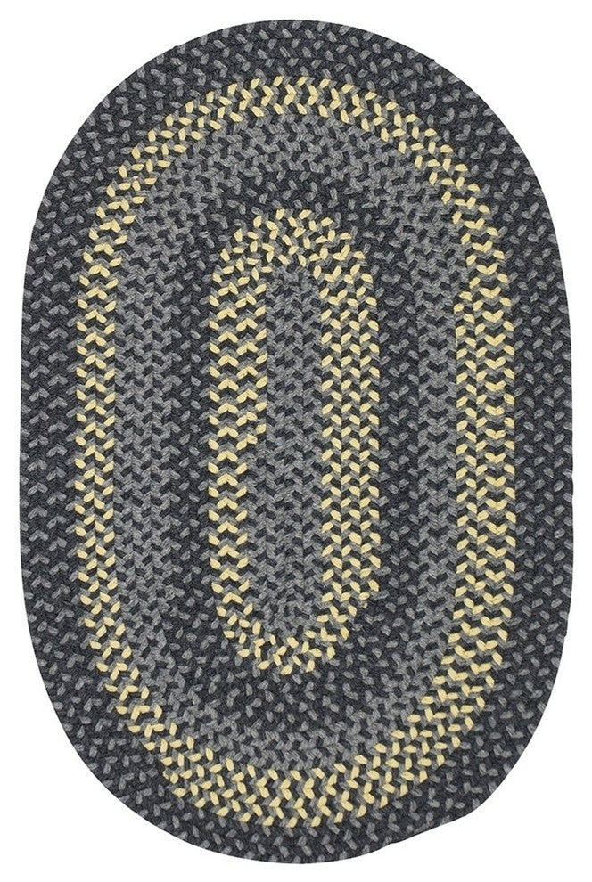 Colonial Mills Walden WN33 Charcoal/Yellow Wool Area Rug, Oval 7'x9'