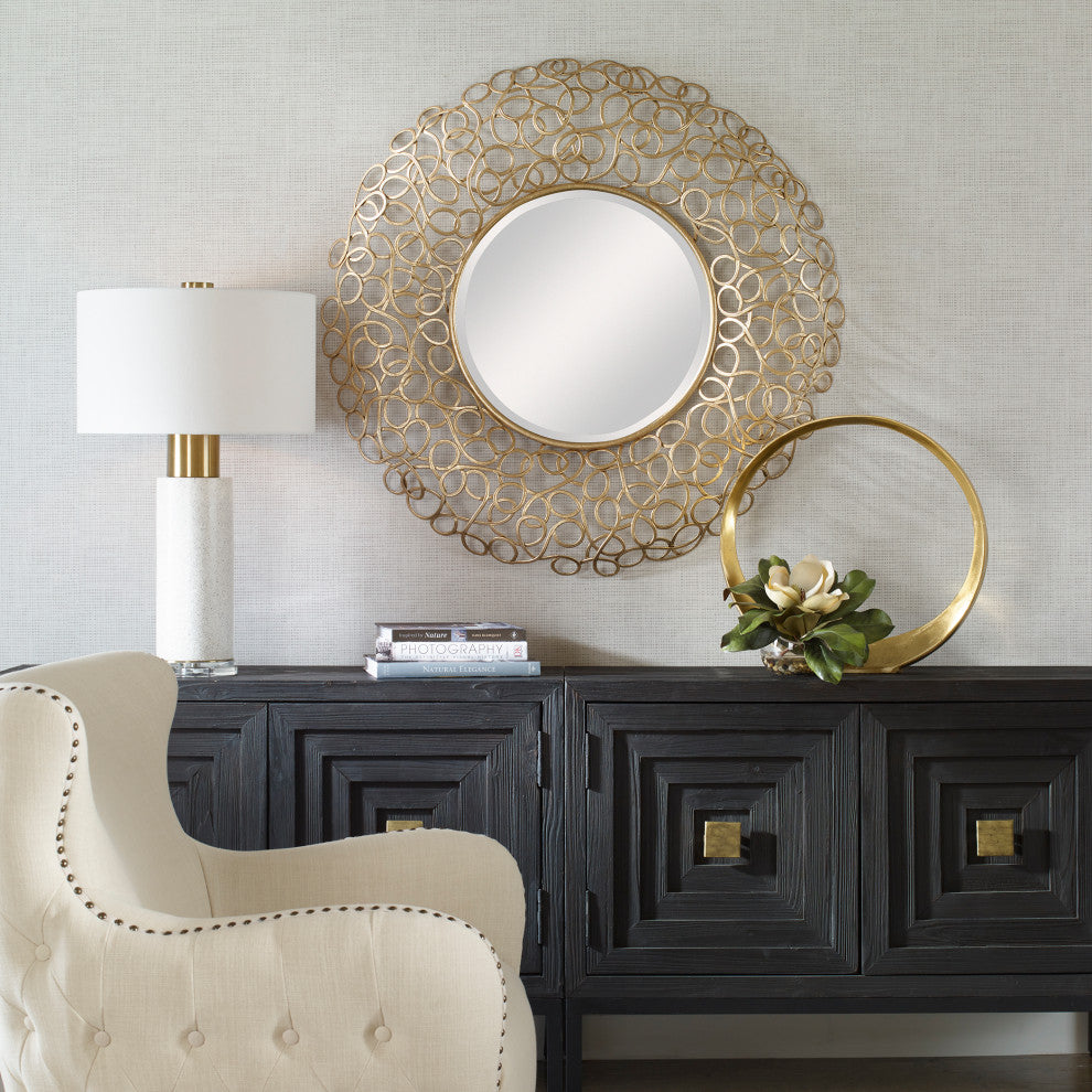 Uttermost UT-9850 Mirror from the Swirl collection, Gold Leaf