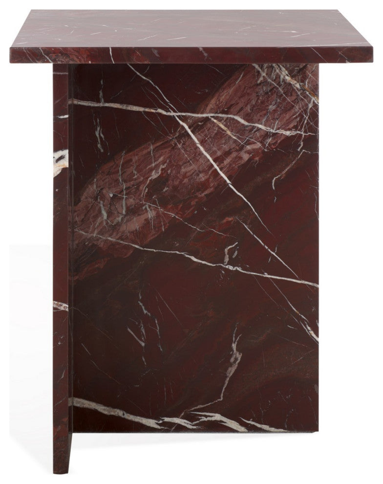 Safavieh Couture Adriano Marble Accent Table, Dark Red
