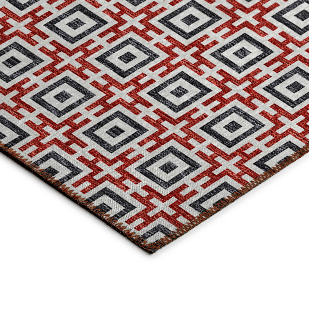 Indoor/Outdoor Marlo MO1 Red Machine Washable 2'3" x 12' Rug