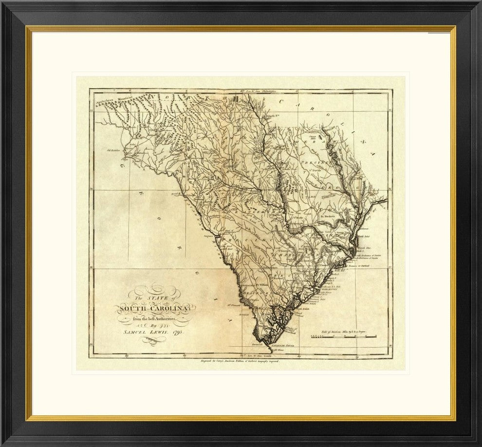 "State of South Carolina, 1795" Framed Digital Print by Mathew Carey, 32x30"