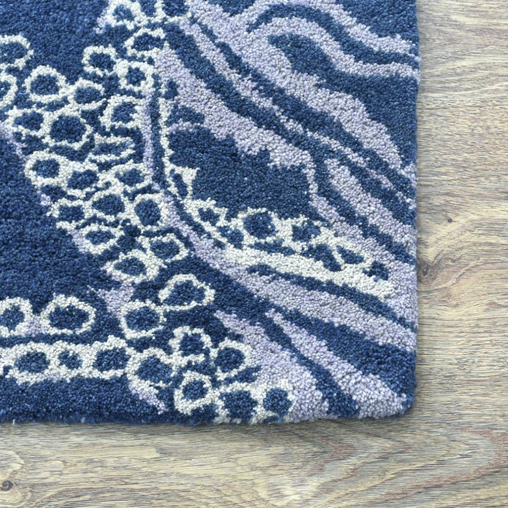 HAND TUFTED WOOL ECO-FRIENDLY AREA RUGS - Blue&Beige, Contemporary Design
