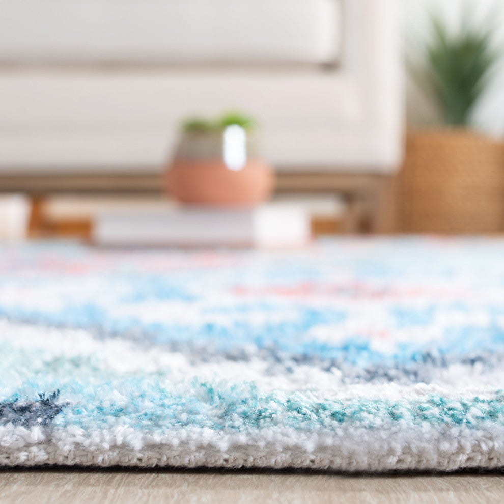 Safavieh Saffron Sfn560M Southwestern Rug, Blue and Aqua, 5'0"x8'0"