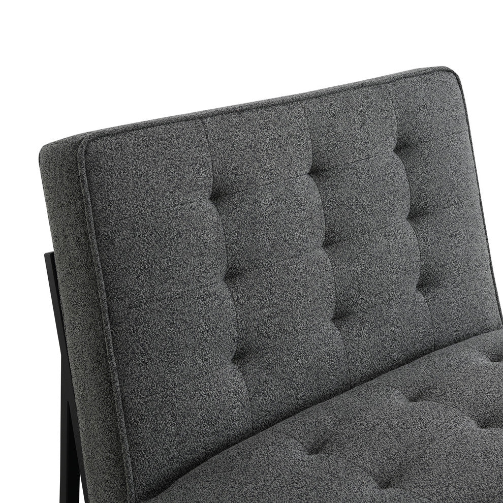 Astor Tufted Fabric Chair, Dark Gray