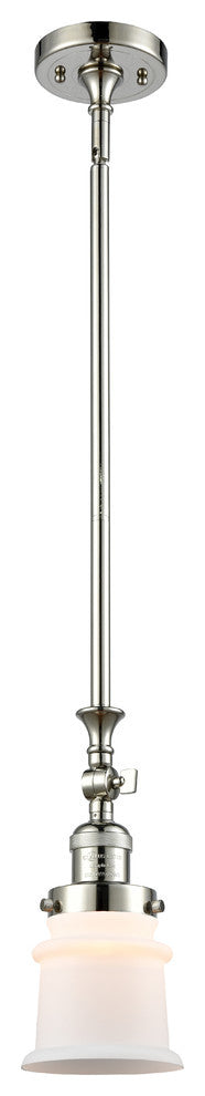Small Canton 1-Light Mini Pendant, Polished Nickel, Matte White