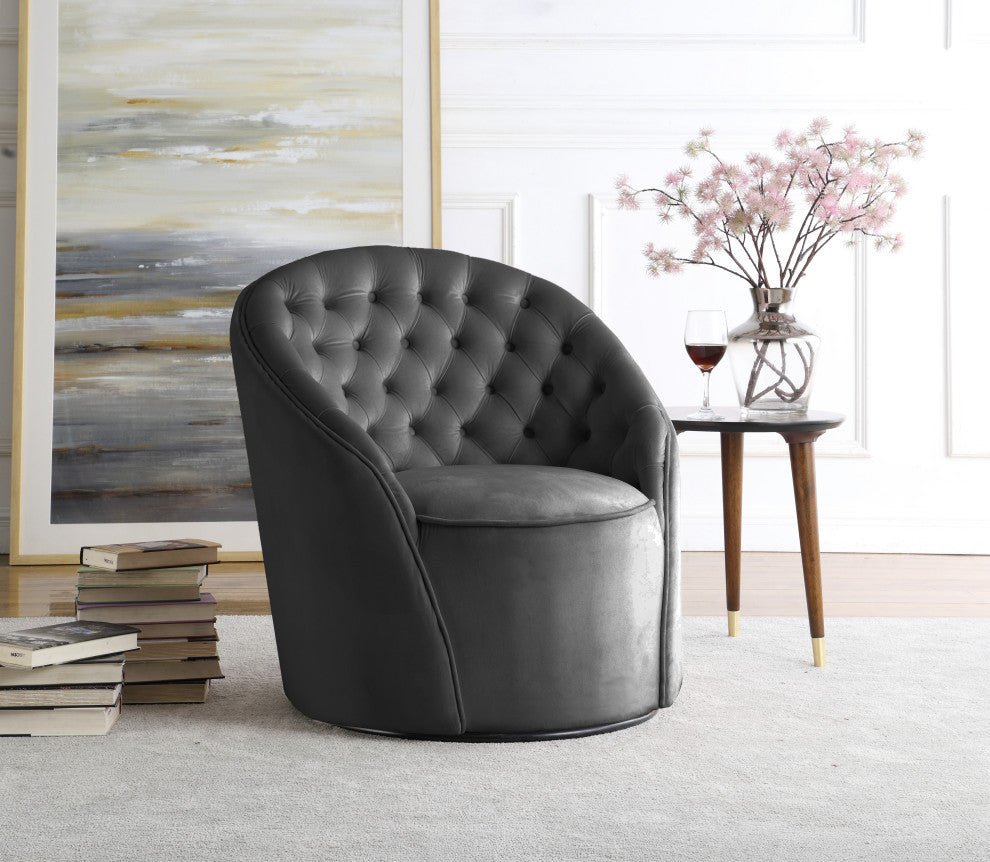 Alessio Velvet Upholstered Accent Chair, Gray
