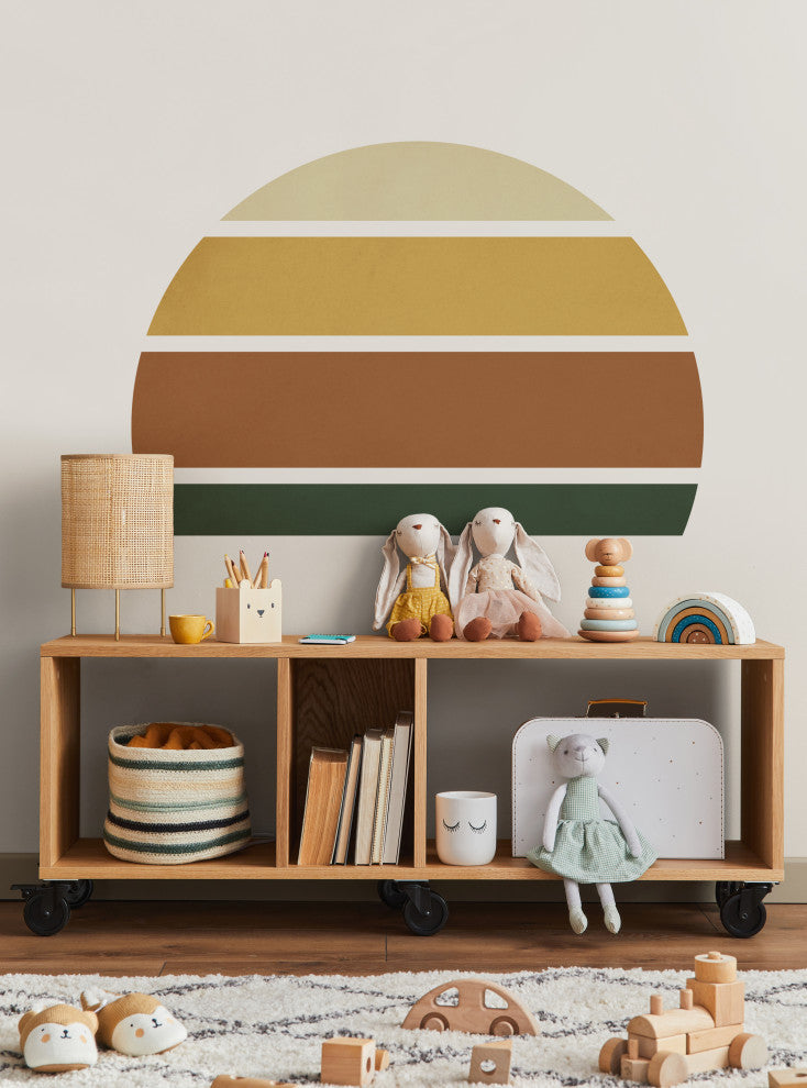 Retro Rising Sun Peel and Stick Vinyl Wall Sticker, Earthy, Small
