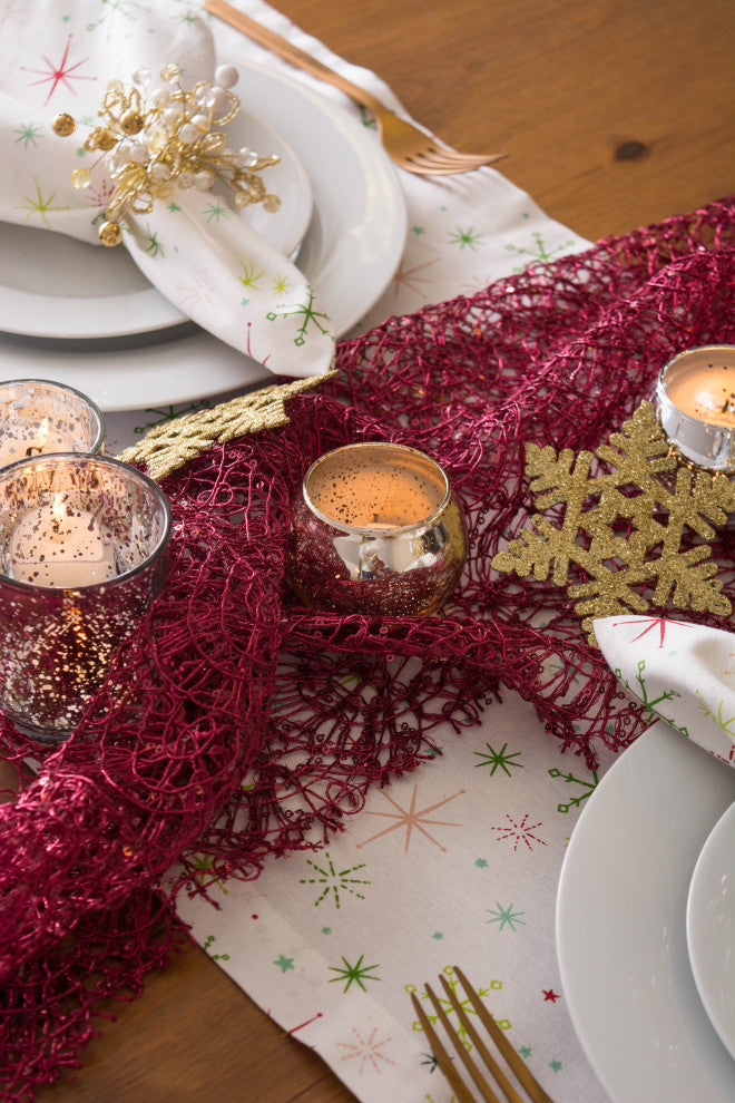 Christmas Star Print Table Runner 14"x72"