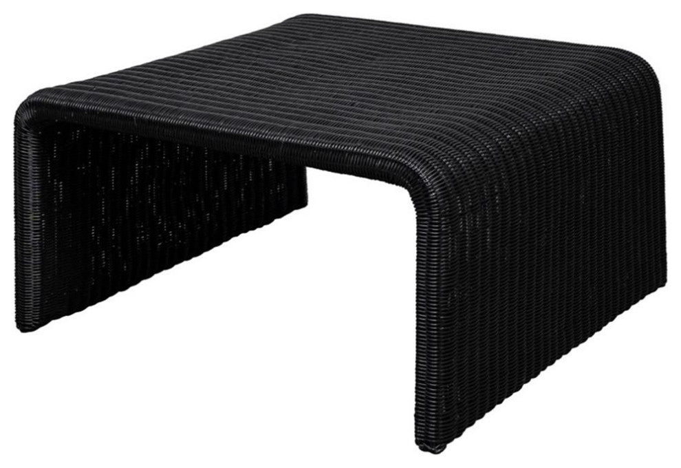 Coaster Coastal Woven Rattan Square U-Shaped Coffee Table in Black