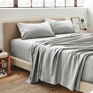 Bare Home Full XL 1800 Microfiber Sheet Set, Light Gray