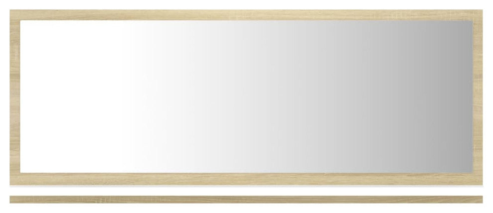vidaXL Mirror Wall Mounted Bath Mirror White and Sonoma Oak Engineered Wood