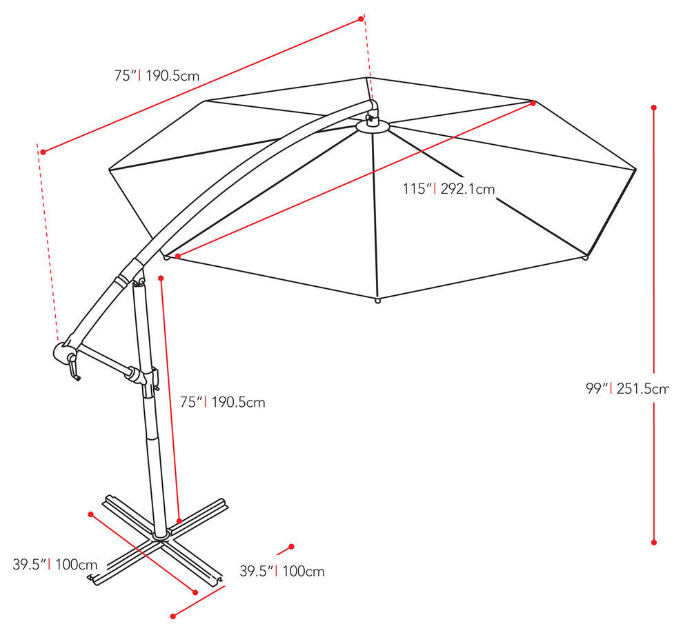 CorLiving 9.5ft Yellow Fabric Offset Tilting Patio Umbrella with Steel Frame