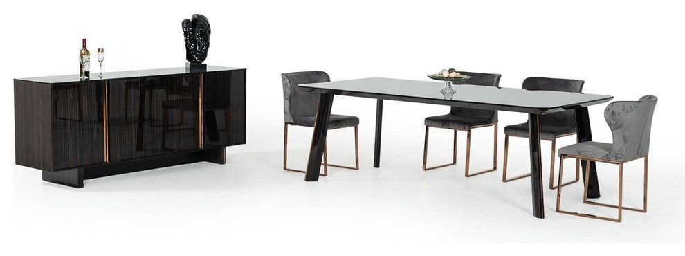 Modrest Chadwick Modern Ebony and Rosegold Dining Table