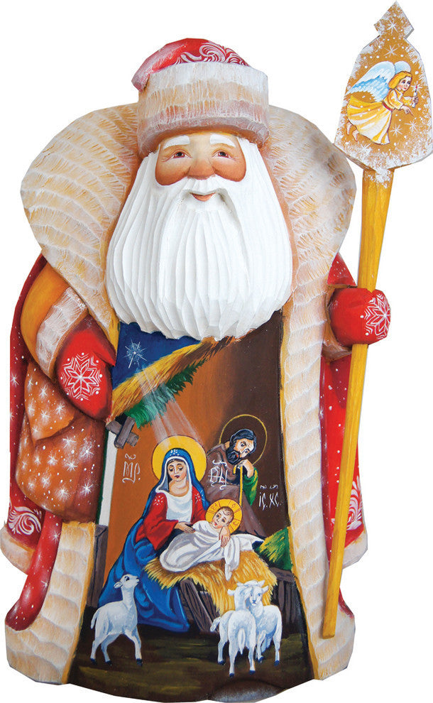 Message Of Faith Santa, Woodcarved Figurine