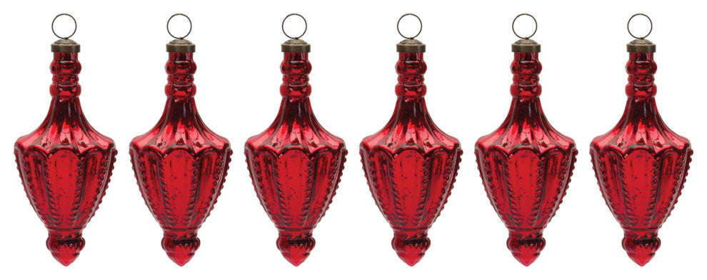 Mercury Glass Finial Drop Ornament, Set of 4