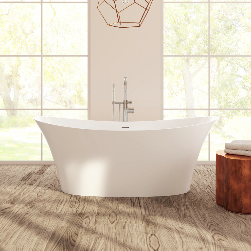 Perlato Alessandria 68" Eco-Lapistone Soaker Tub, White