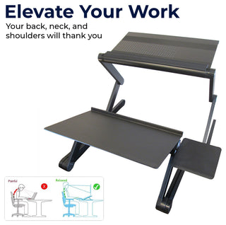 Workez Standing Desk Conversion Kit, Negative Tilt Keyboard Tray, Black