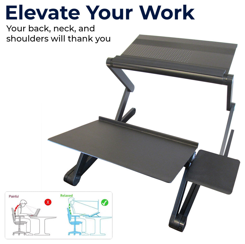 Workez Standing Desk Conversion Kit, Negative Tilt Keyboard Tray, Black