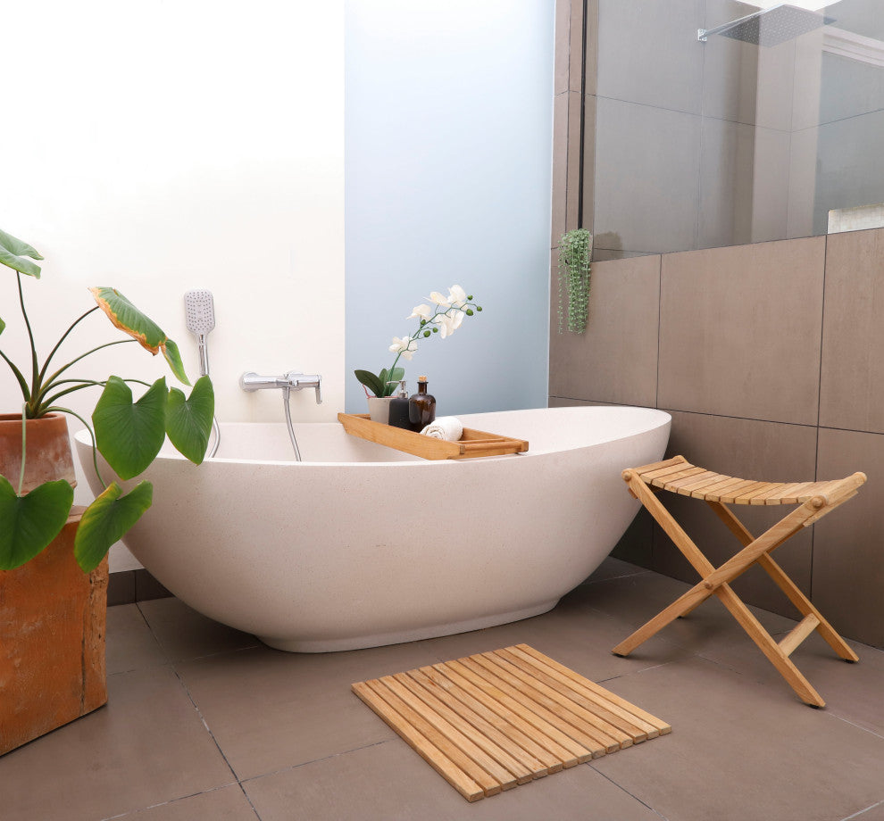 Nordic Style Natural Teak Shower and Bath String Mat 19.6"³x19.6"³