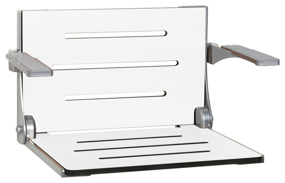 Seachrome Silhouette Comfort Shower Seats with Arms, White Seat With Silver Frame