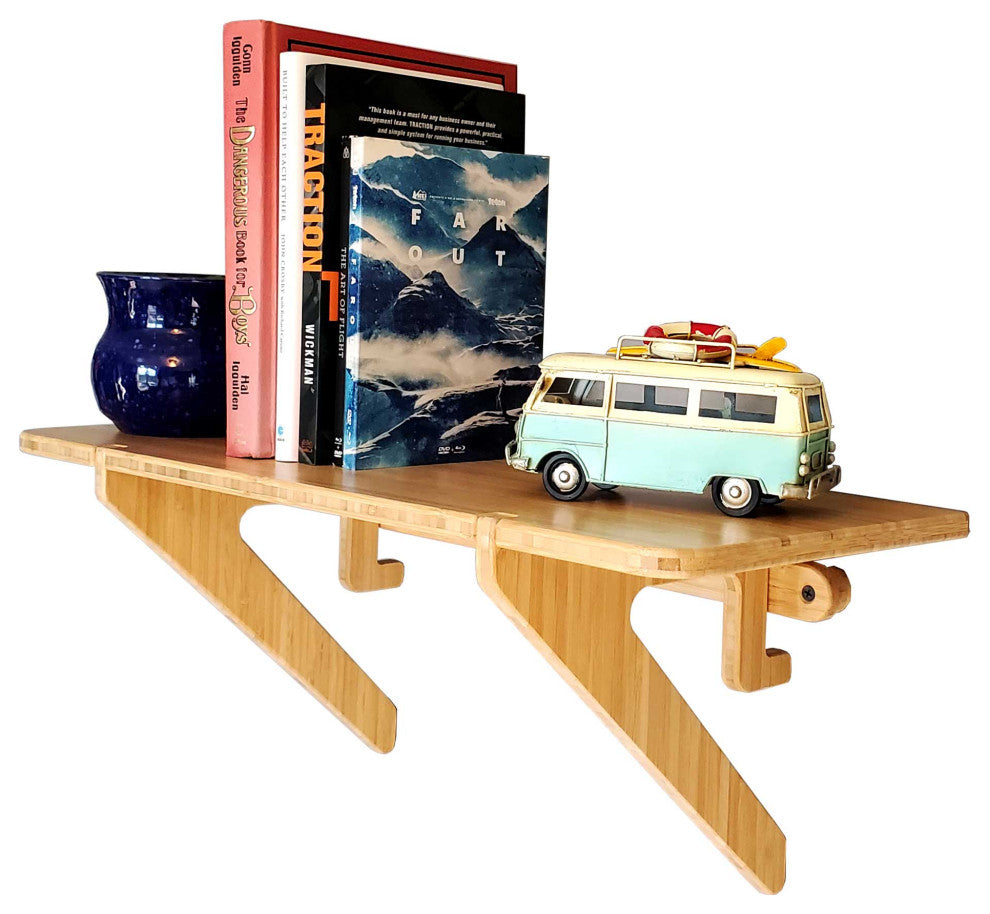 Bamboo Floating Shelf - Floating Wall Shelf, Single Shelf