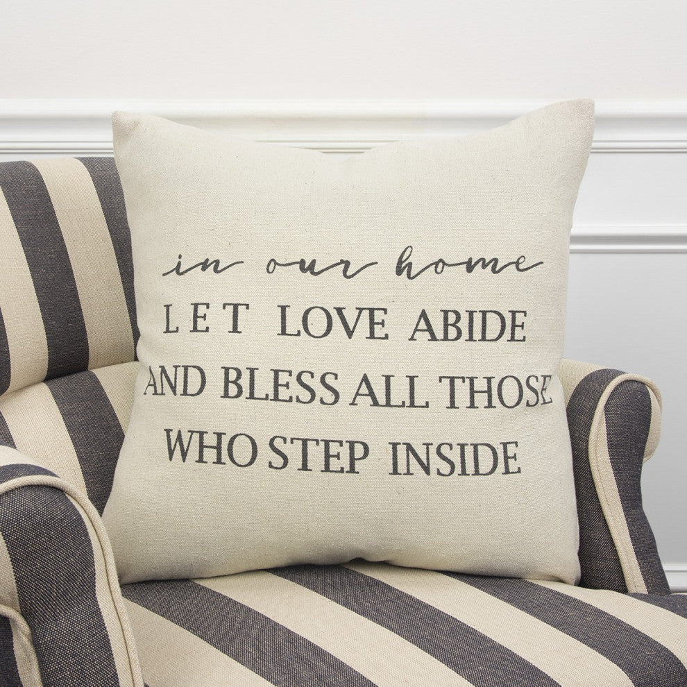 Gray Taupe Canvas Let Love Abide Throw Pillow