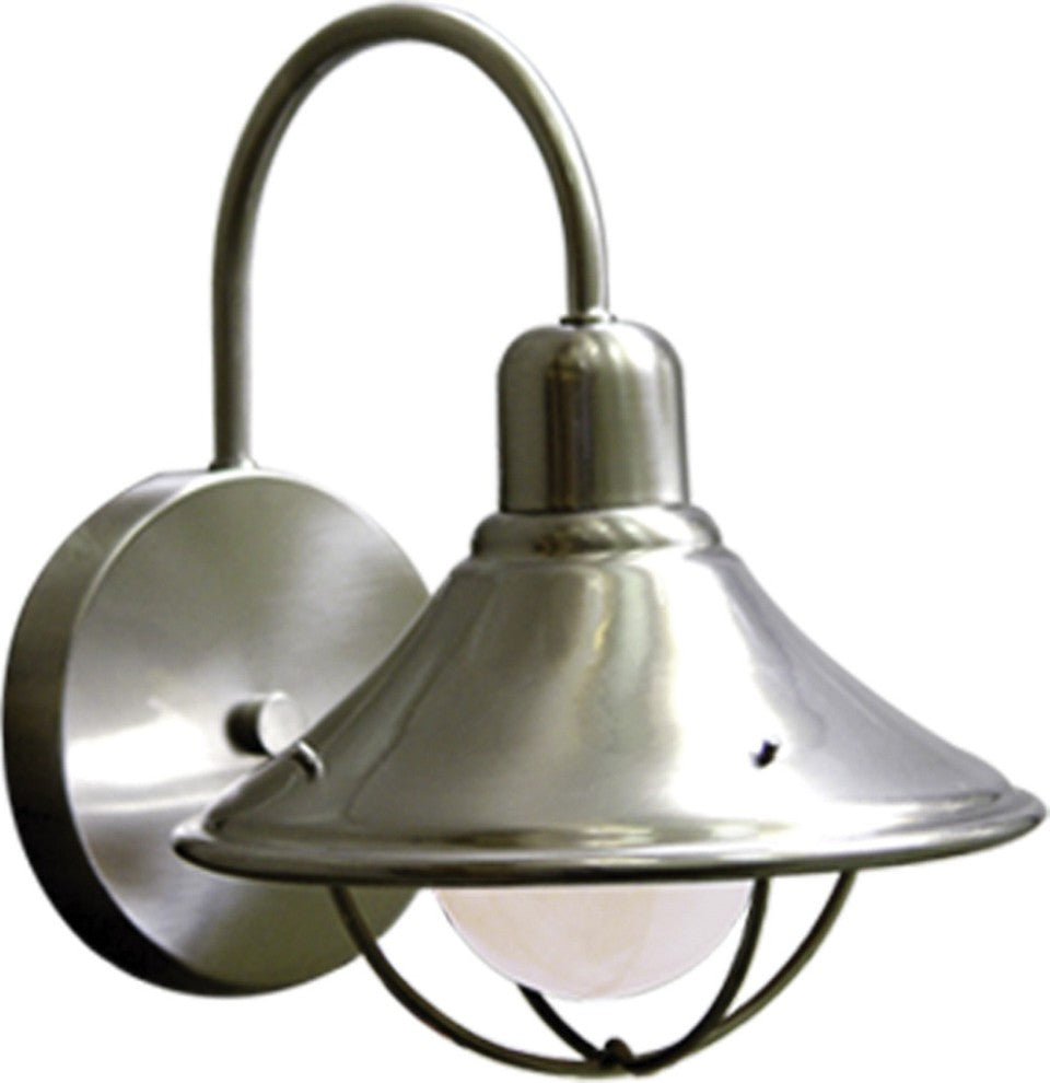 1-Light Brushed Nickel Exterior Wall Mount, 8 x 9.5 x 7.5