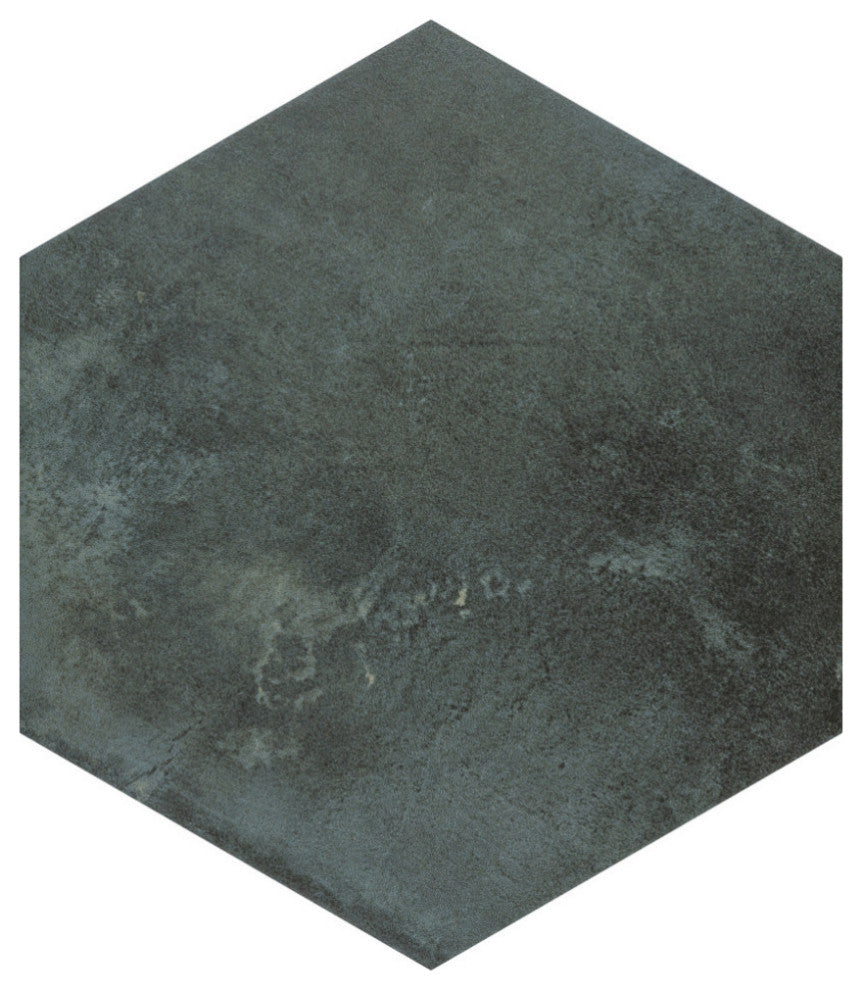 Industrial Hex Multi Mix Porcelain Floor and Wall Tile, Green