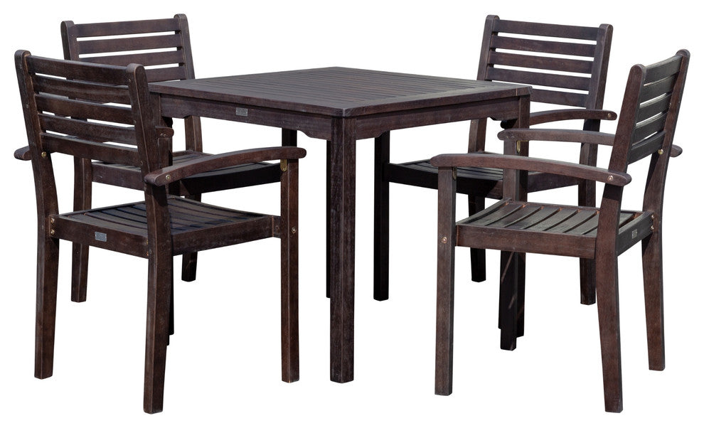 DTY Outdoor Living Leadville 5-Piece Eucalyptus Dining Set, Espresso