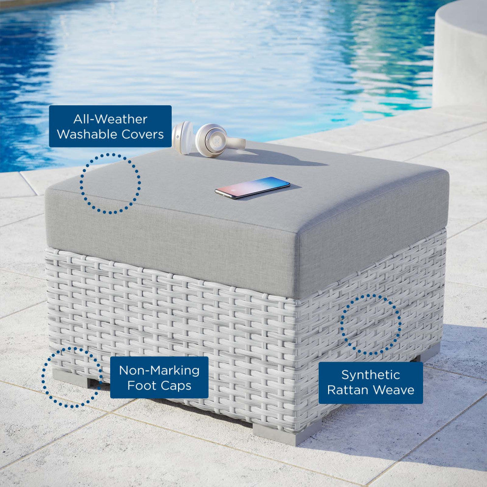 Convene Outdoor Patio Ottoman Light Gray Gray