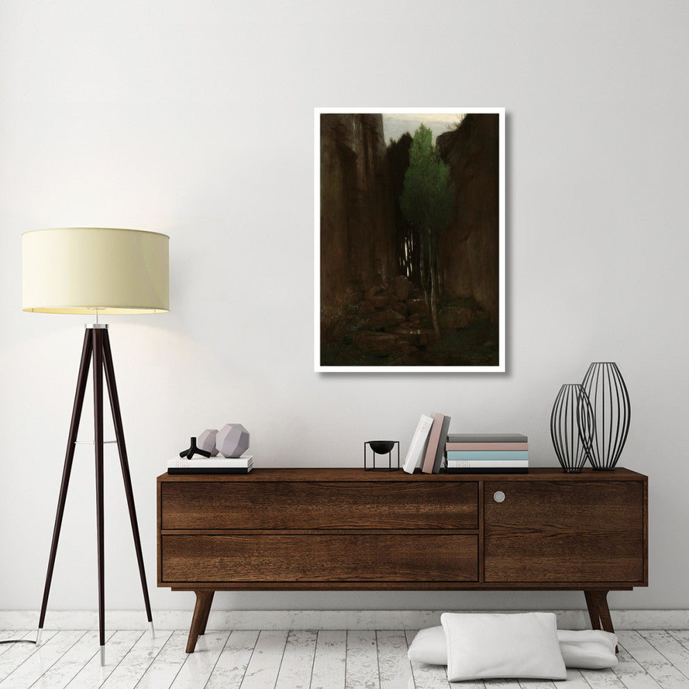 "Quell in einer Felsschlucht (Spring in a Narrow Gorge)" Paper Art, 33"x46"