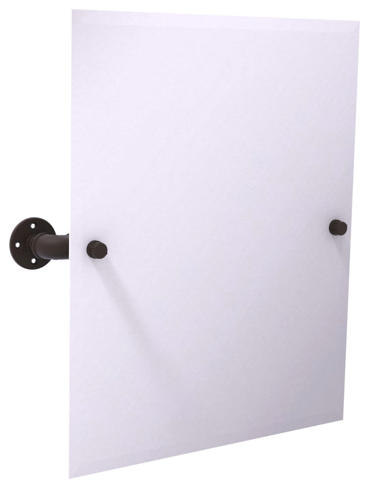 Pipeline Frameless Rectangular Wall Mounted Tilt Mirror, Oil Rubbed Bronze