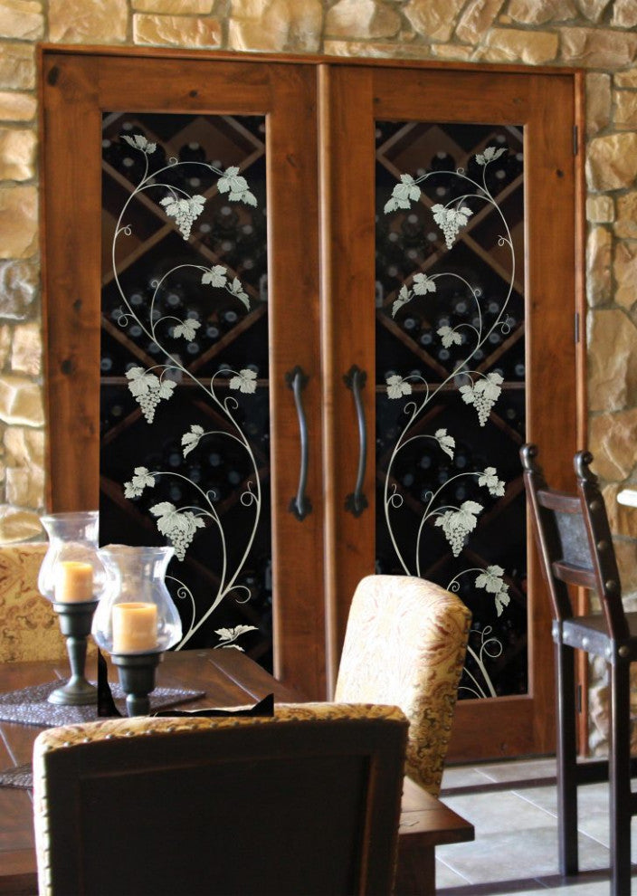 Wine Door - Vineyard Grapes Unfurled - Primed - 28" x 84" - Knob on Right -...
