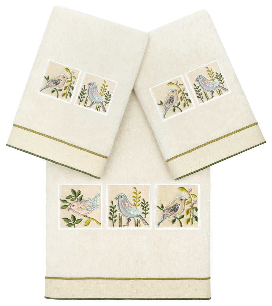 Linum Home Textiles 100% Turkish Cotton BELINDA 3PC Embellished Towel Set
