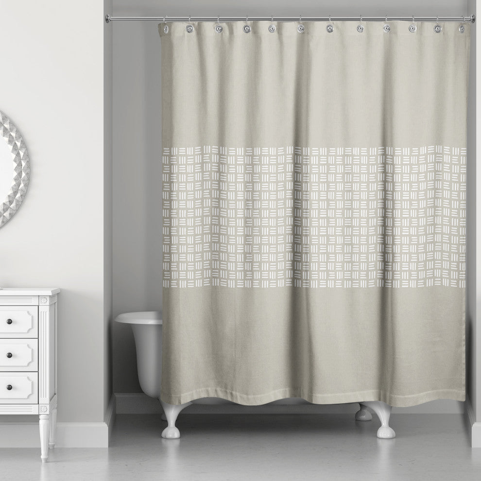 Gray Wicker Pattern 71x74 Shower Curtain