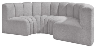 Arc Boucle Fabric Upholstered 4-Pc. Inward Curved Modular Sectional, Grey