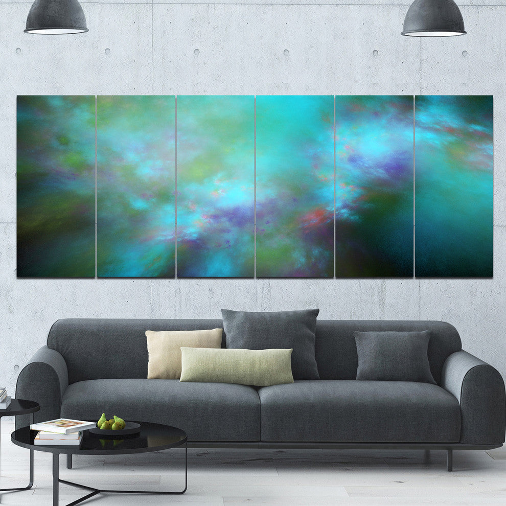 Perfect Blue Starry Sky, Abstract Canvas Wall Art, 70"x28", 6 Panels