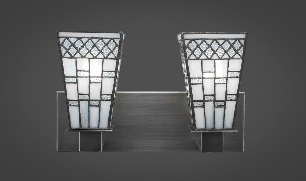 Apollo 2-Light Bath Bar, Graphite/Square Pewter Art