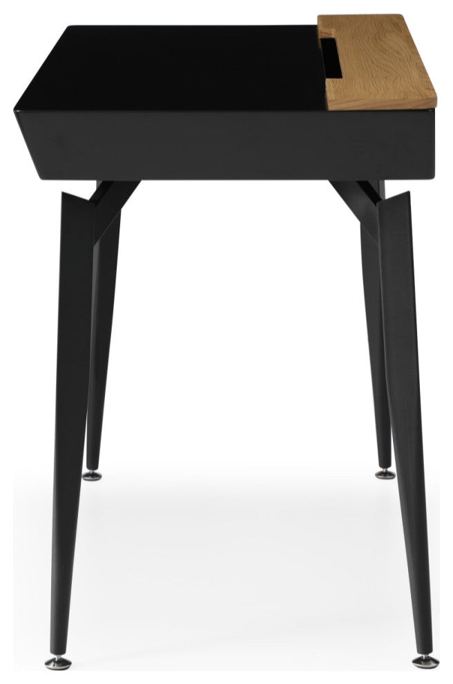 Loft Lyfe Arwen Desk, 3 Storage Drawers, Extra Storage on Top, Black/Natural