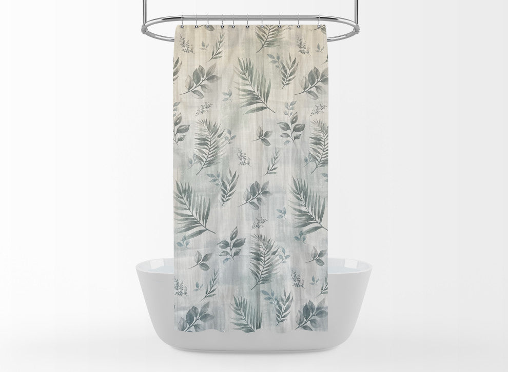Rothbury Leaf Pattern Fabric Shower Curtain, White, 54x78", Rothbury Leaf