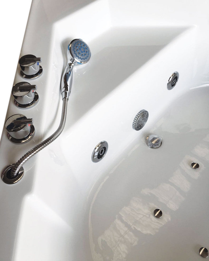 Whirlpool Corner Bathtub white 59.05" x 59.05" with Heater - Ibiza