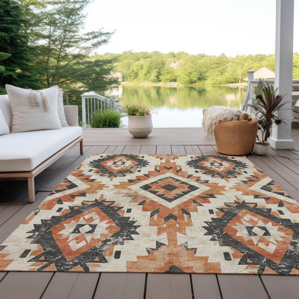 Machine Washable Indoor/Outdoor Chantille ACN1878 Clay 3' x 5' Rug