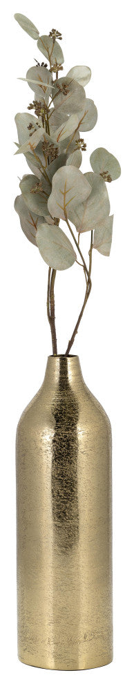 Metal, 15"H Cylinder Vase, Gold