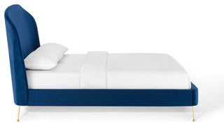 Mira Upholstered Performance Velvet Queen Platform Bed MOD-6131-NAV
