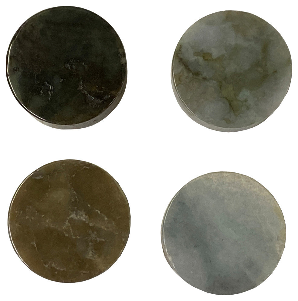 Set of 4 Stone Carved Round Shape Display Art Paperweight, Hws2220