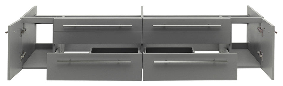 Lucera Wall Mount Double Undermount Sink Bathroom Cabinet, Gray, 72"