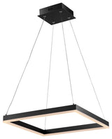 Nero Square Modern Metal LED Pendant Light, Black, Width: 15.75