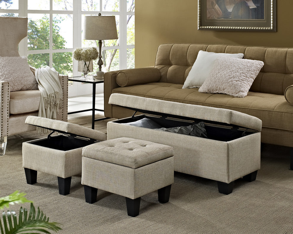 Everett 3-Pack Storage Ottoman, Natural