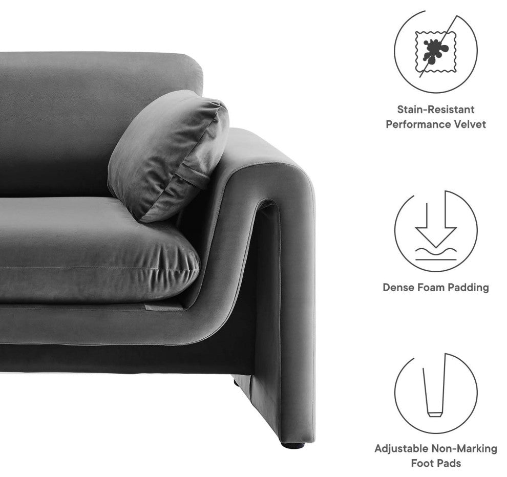 Waverly Performance Velvet Sofa, Gray