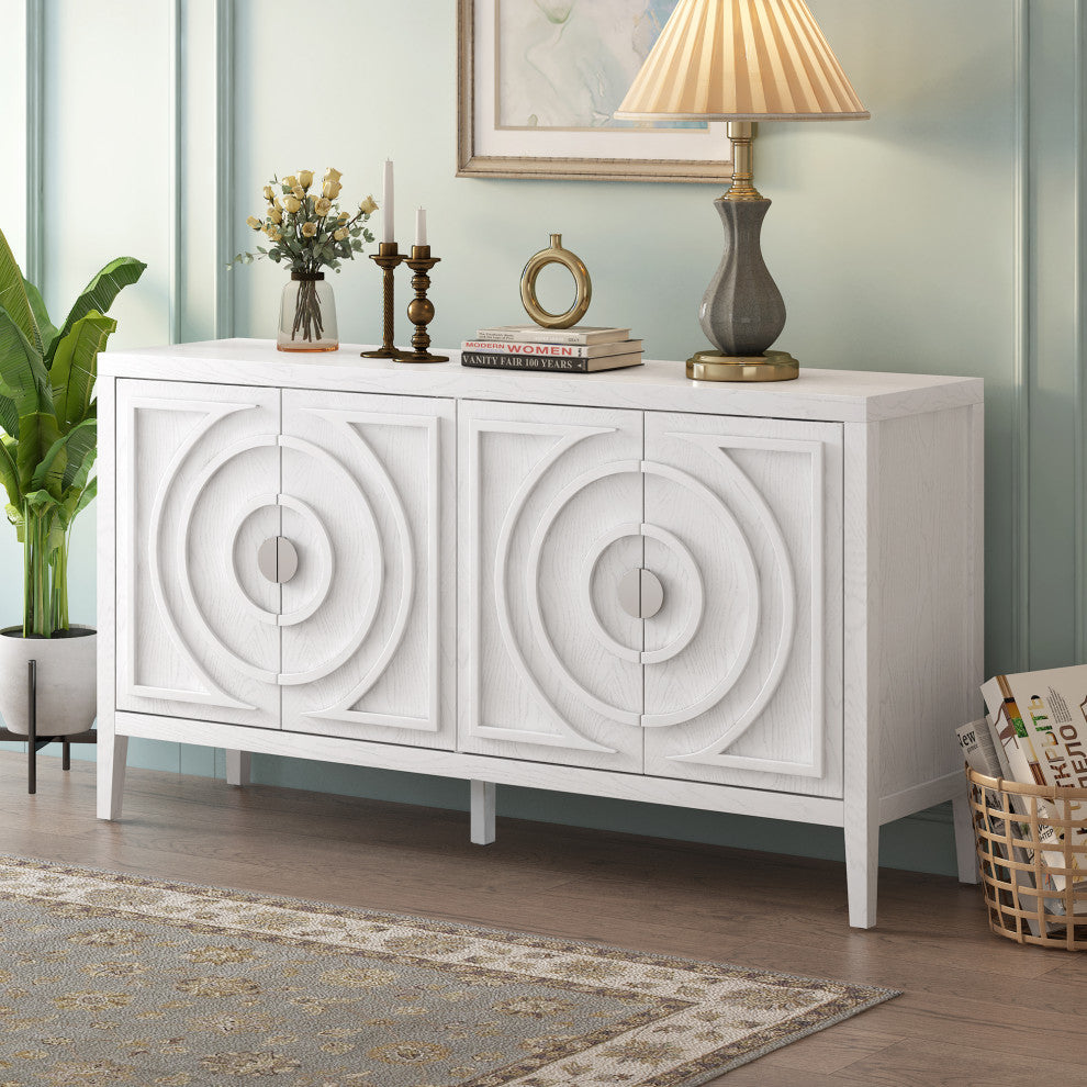 TATEUS 60" Rustic Entrance Furniture Retro Sideboard Living Room white